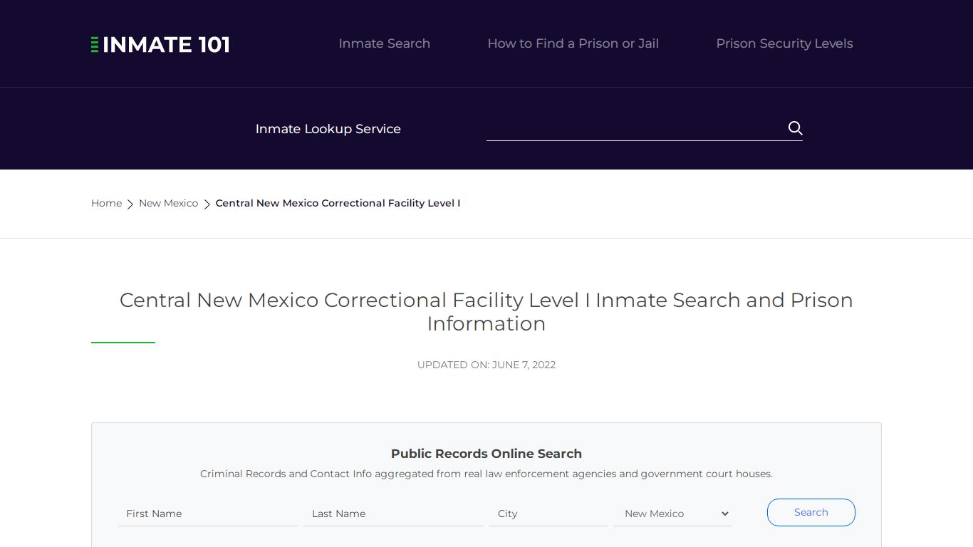 Central New Mexico Correctional Facility ... - Inmate Locator